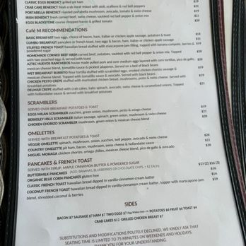 Cafe M - Menu - Breakfast & Brunch Near Me - Berkeley, California