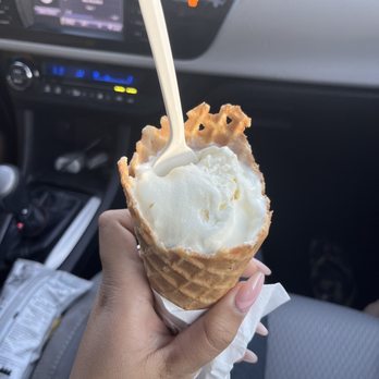 The Magic Cow - One scoop of Rum ice cream and one scoop of coconut ice cream with coconut flakes and caramel mixed in, in a waffle cone - Ice Cream & Frozen Yogurt Near Me - Davie, Florida The Magic Cow - One scoop of Rum ice cream and one scoop of coconut ice cream with coconut flakes and caramel mixed in, in a waffle cone - Ice Cream & Frozen Yogurt Near Me - Davie, Florida