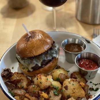 Native Fields - Grass fed 8oz Dry Aged Burger , SIDE HERB POTATOES, Goulou Goulou biodynamic wine - New American Near Me - Walnut, California Native Fields - Grass fed 8oz Dry Aged Burger , SIDE HERB POTATOES, Goulou Goulou biodynamic wine - New American Near Me - Walnut, California