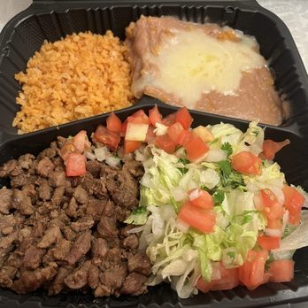 Cactus Taquerias - Protein Plate:rice, beans, steak and salad..they didn't include the Flour Tortilla that comes with it.. - Mexican Near Me - North Hollywood, California