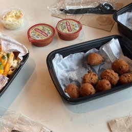 Crispy Shrimp Basket Crab Fries Hush Puppies Fried Oysters