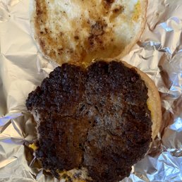 Cheeseburger, Not fresh off the grill.