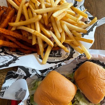 Harry's on the Hill - two burgers and fries - Burgers Near Me - Providence, Rhode Island