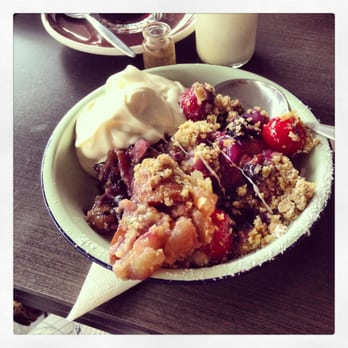 The Baker's Arms - Baker's Arm vegan & gluten friendly fruit crumble, loaded with fresh fruit with yoghurt - Restaurants Near Me - Woolloongabba, QLD