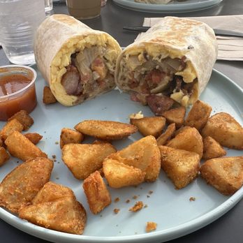 Burnt Crumbs - Breakfast Burrito with bacon - New American Near Me - Irvine, California