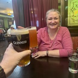 Slàinte!  Guinness, half-and-half, and Cali squeeze blood orange brew.