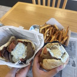 Beef gyro and fries Beef gyro and fries