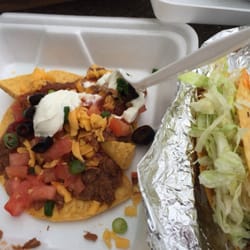 Chadito's Mexican American Grill - Bean tostado and beef taco supreme.