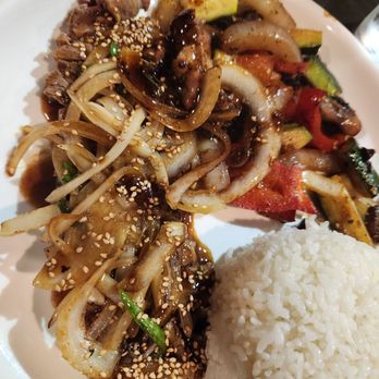 Shogun - Teriyaki steak with grilled onions, veggies and steamed rice. - Sushi Bars Near Me - San Marcos, California