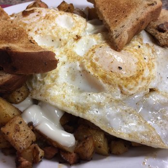 Gathering Ground - Two eggs over easy, cinnamon raisin toast, home fry special - Breakfast & Brunch Near Me - Windsor Locks, Connecticut