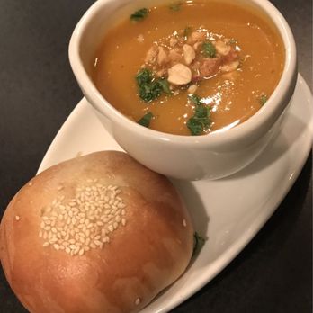 Bistro 118 - Red bean filled bun and Thai Butternut squash soup - Diners Near Me - Tampa, Florida