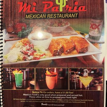 Mi patria Mexican Restaurant - Menu cover - Mexican Near Me - Murfreesboro, Tennessee Mi patria Mexican Restaurant - Menu cover - Mexican Near Me - Murfreesboro, Tennessee