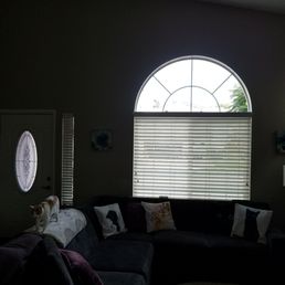 Frank made my arch window look so nice I will hold off on re-installing the custom blinds until gets too hot or I get the window tinted.