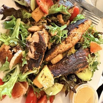 Kitchen 251 - The blackened salmon salad... Get the whole over the half portion it's only five dollars more with an extra piece of salmon - Food Trucks Near Me - Fernandina Beach, Florida