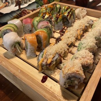 Ichiban Steakhouse and Sushi - Left to right: rainbow, above-volcano, Dubuque and dragon rolls. - Japanese Near Me - Dubuque, Iowa