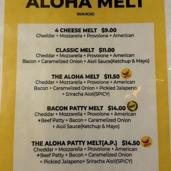 Aloha Melt Waikiki - Menu - Sandwiches Near Me - Honolulu, Hawaii Aloha Melt Waikiki - Menu - Sandwiches Near Me - Honolulu, Hawaii