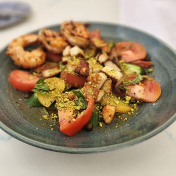 The Foxtail - Heirloom Tomato Salad with The Jumbo Shrimp - Breakfast & Brunch Near Me - Downers Grove, Illinois