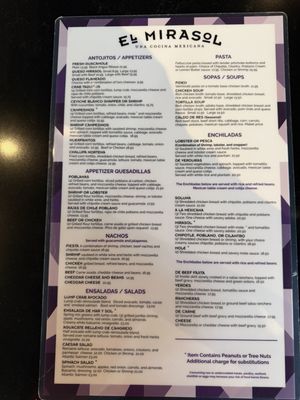 Menu photo 2 El Mirasol Boerne, TX