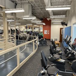 YMCA in Hudson, WI - Aerobic machines near indoor track.