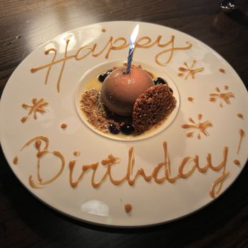 Heirloom - Hazelnut chocolate dome with birthday lettering - Salad Near Me - Reston, Virginia