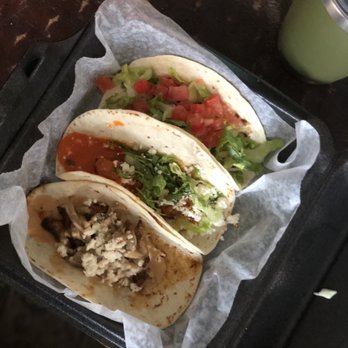 Cantina 76 - Tacos left to right: Chicken Teriyaki, Buffalo Chicken, Traditional - Bars Near Me - Mount Pleasant, South Carolina