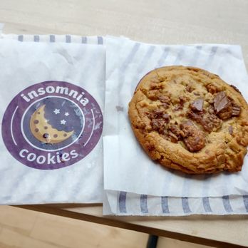 Insomnia Cookies - This is the chocolate peanut butter cup cookie. Insanely delicious! - Desserts Near Me - Atlanta, Georgia Insomnia Cookies - This is the chocolate peanut butter cup cookie. Insanely delicious! - Desserts Near Me - Atlanta, Georgia