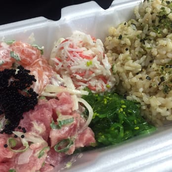 Poke District - Half & half with brown rice - Seafood Near Me - Orange, California