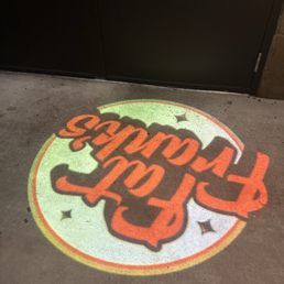 Cool, light projected down sign