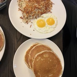 The Original Pancake House - Pancakes, sunny side up eggs and hashbrowns