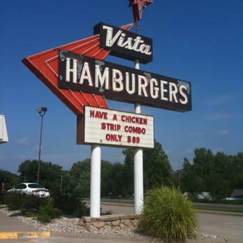 Vista Drive In - Vista sign visible from the road. - Burgers Near Me - Manhattan, Kansas Vista Drive In - Vista sign visible from the road. - Burgers Near Me - Manhattan, Kansas