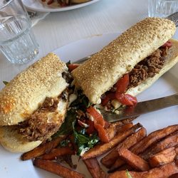Sabrina's Cafe - Mel's Chicken Sandwich was delicious!! Sweet potato fries too. Morgan & Noah did a great job
