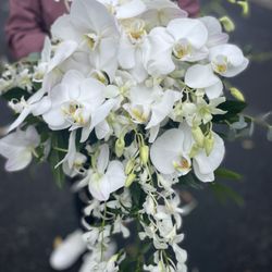 Lake Oswego Flowers - Cascading Bridal bouquet with orchids We deliver to all the wedding venues in Portland and surrounding area including wineries