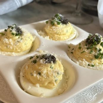 Toulouse Cafe and Bar - Truffle Deviled Eggs - French Near Me - Houston, Texas Toulouse Cafe and Bar - Truffle Deviled Eggs - French Near Me - Houston, Texas