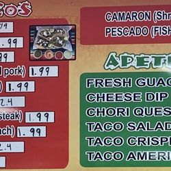 Taqueria Juaritos - Tacos & Appetizers menu Tacos are double shelled corn tortillas with a slight crisp.