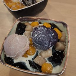 Grass jelly with ube and taro Grass jelly with ube and taro