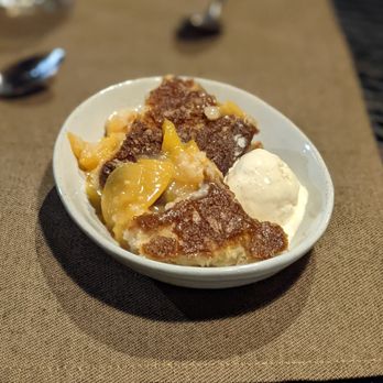 Flea Street - 8/13/21 - Mo's Peach Cobbler. Okay. Not too sweet. - New American Near Me - Menlo Park, California Flea Street - 8/13/21 - Mo's Peach Cobbler. Okay. Not too sweet. - New American Near Me - Menlo Park, California