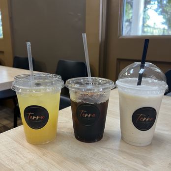 Terra Forte Coffee - Iced coffee, pina colada smoothie, and mango pineapple refresher. - Coffee & Tea Near Me - Sacramento, California Terra Forte Coffee - Iced coffee, pina colada smoothie, and mango pineapple refresher. - Coffee & Tea Near Me - Sacramento, California