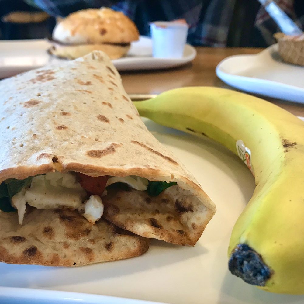 Panera Bread - Mediterranean Egg White Wrap and a banana! Would highly recommend! - Sandwiches Near Me - Sacramento, California Panera Bread - Mediterranean Egg White Wrap and a banana! Would highly recommend! - Sandwiches Near Me - Sacramento, California
