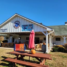 a picnic table and umbrella