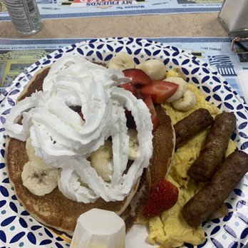 My Friend Diner - Delicious pancakes with fruit, eggs and sausage - Diners Near Me - Atlantic City, New Jersey
