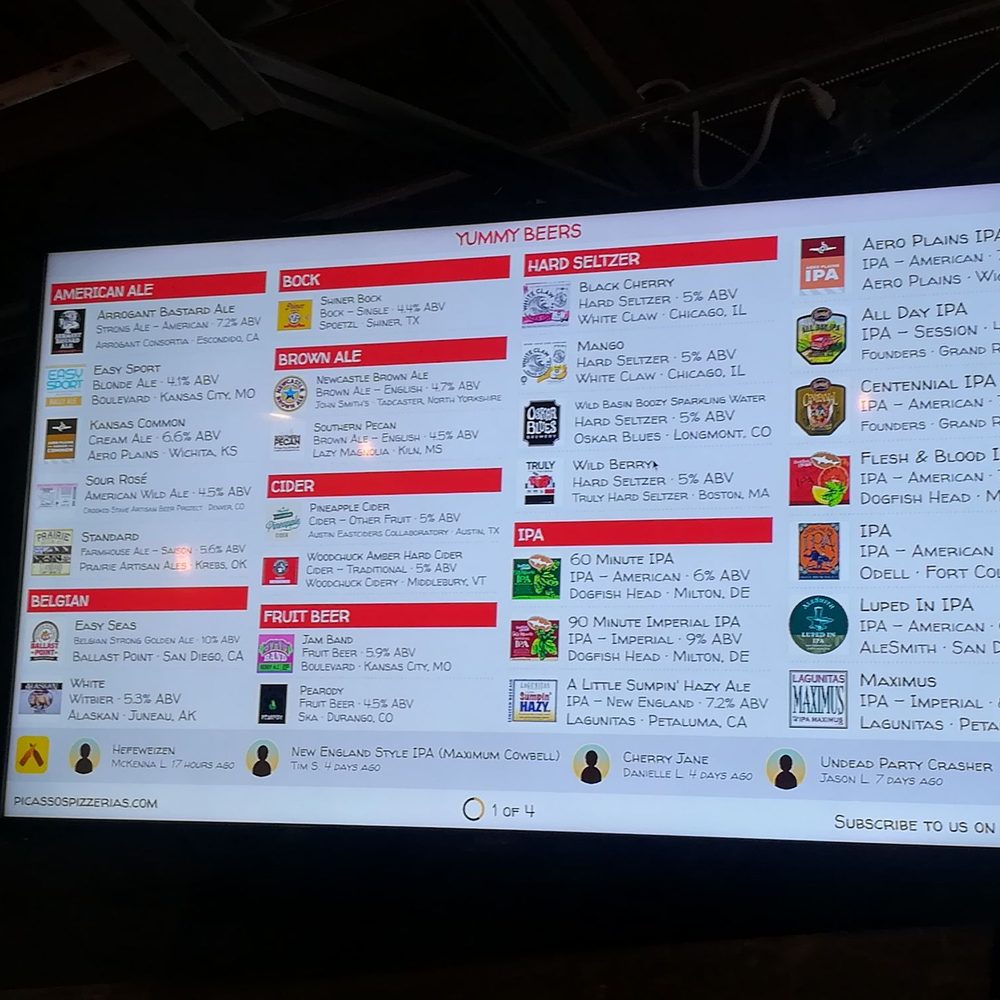Picasso's Pizzeria - Drink menu - Pizza Near Me - Wichita, Kansas Picasso's Pizzeria - Drink menu - Pizza Near Me - Wichita, Kansas
