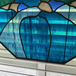 Glass Art Studio - Las Vegas - This shows the shadow of the rebar they soldered on the back to brace it against our HOT sun