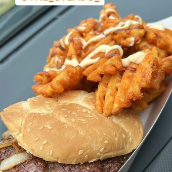 The Steads - Smash burger combo with waffle fries. - Burgers Near Me