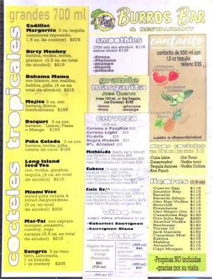 Menu photo 4 Burros Bar & Restaurant Puerto Vallarta, JAL
