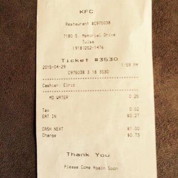 KFC - The Colonel Charges for Water!!!! - Fast Food Near Me - Tulsa, Oklahoma