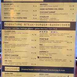 The Owl’s Nest - The Owl Nest Menu