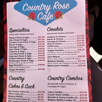 Country Rose Cafe - Menu - Cafes Near Me - Hollister, California Country Rose Cafe - Menu - Cafes Near Me - Hollister, California