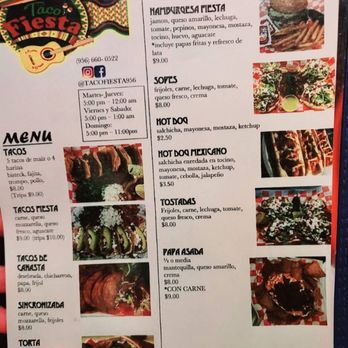 Taco Fiesta 956 - the menu for the taco fiesta - Food Trucks Near Me - McAllen, Texas Taco Fiesta 956 - the menu for the taco fiesta - Food Trucks Near Me - McAllen, Texas