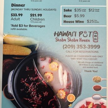 Hawaii Pot Shabushabu House - Menu - Hot Pot Near Me - Modesto, California Hawaii Pot Shabushabu House - Menu - Hot Pot Near Me - Modesto, California