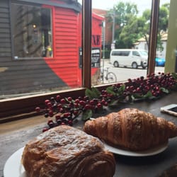 Campos Coffee - Chocolate orange pastry on left. Originally crossiant on right